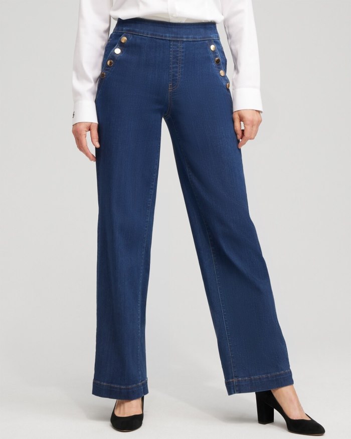 Women's Pull-on Wide Leg Jeans - Kaspian Indigo