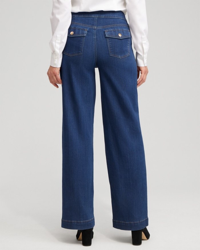 Women's Pull-on Wide Leg Jeans - Kaspian Indigo