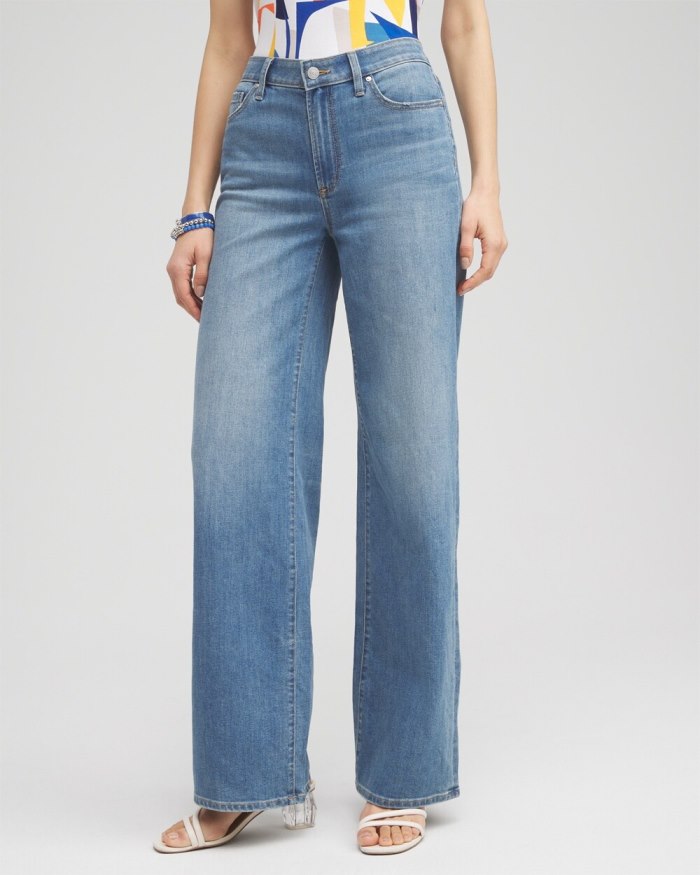 Women's High Rise Wide Leg Jeans - Skylar Indigo - Click Image to Close