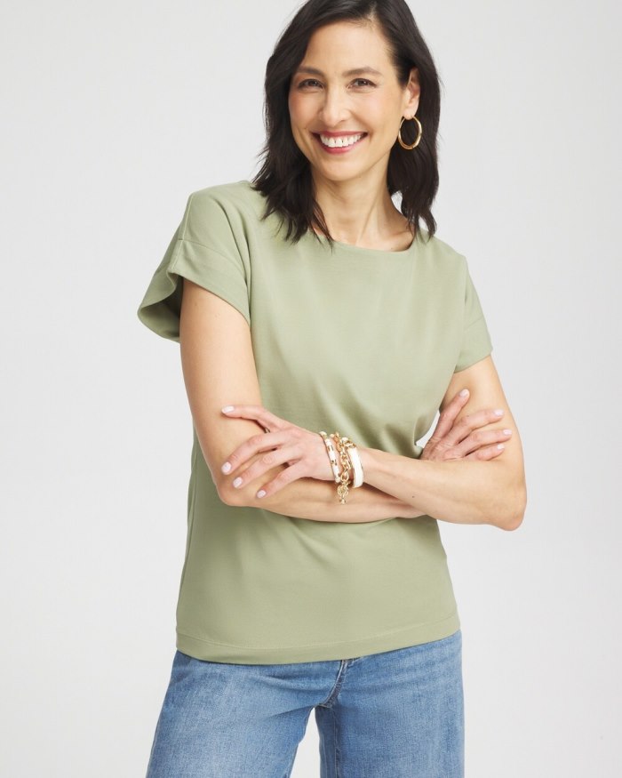 Women's Modern Cap Sleeve Tee - Jojoba Green - Click Image to Close