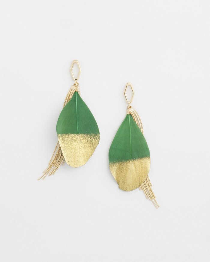 Women's No Droop Green Fringe Earrings - Verdant Green - Click Image to Close