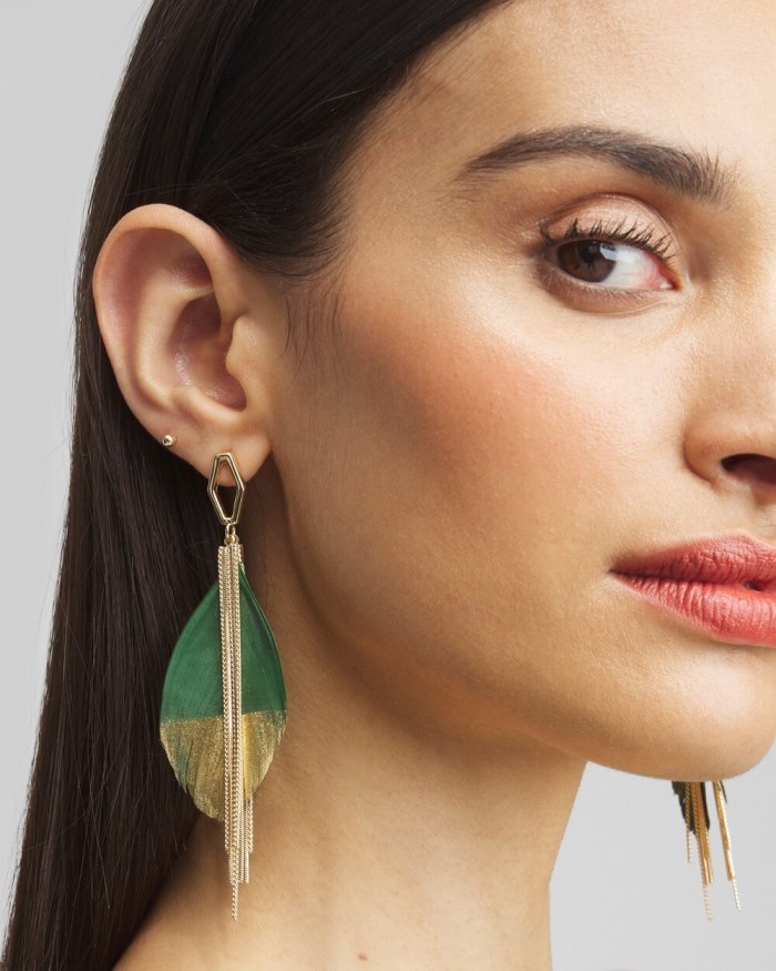 Women's No Droop Green Fringe Earrings - Verdant Green