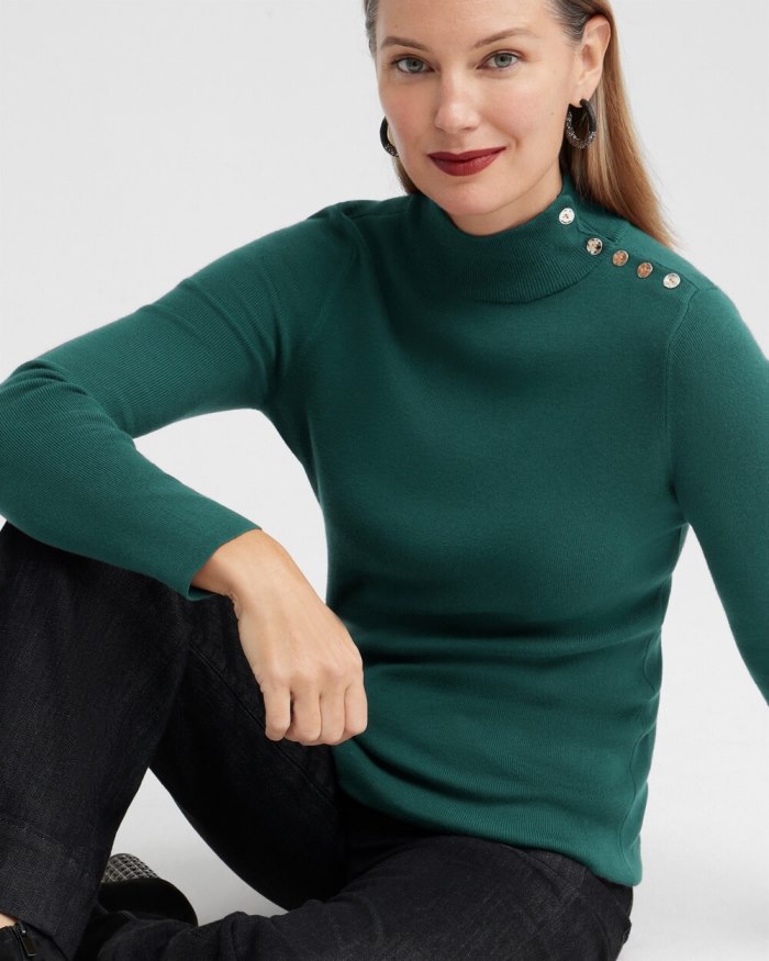 Women's ECOVERO Mock Neck Sweater - Enchanted Forest