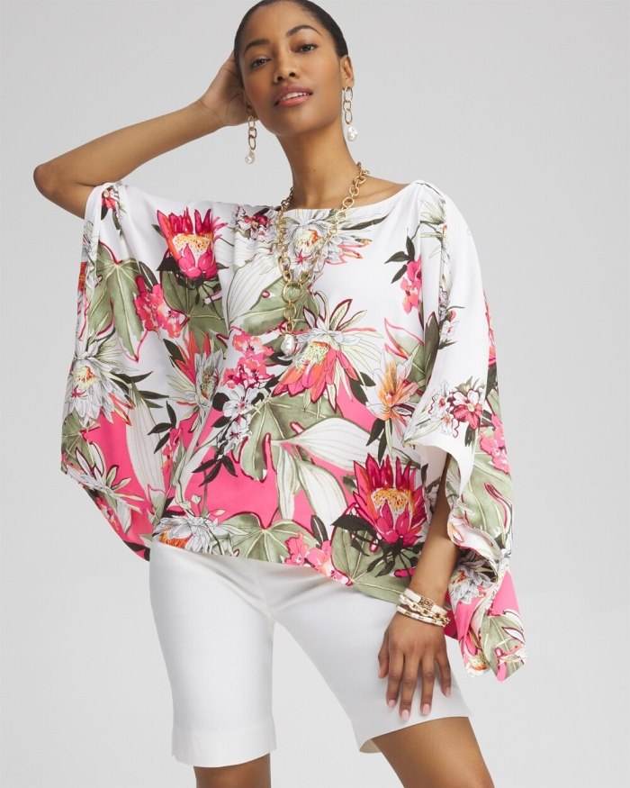 Women's Floral Poncho - Primordial Forest