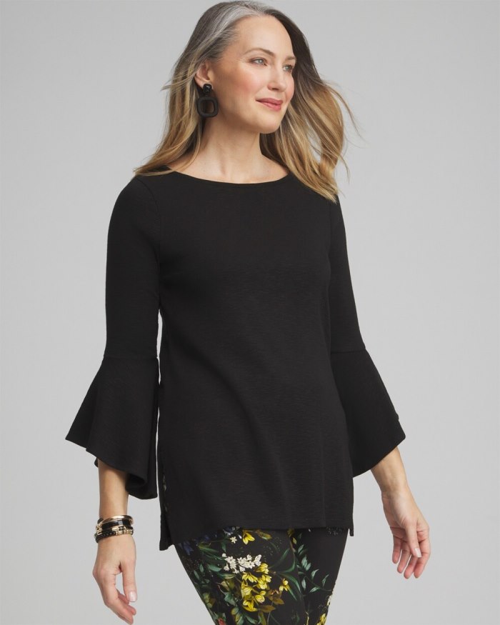 Women's Flare Sleeve Tunic - Black