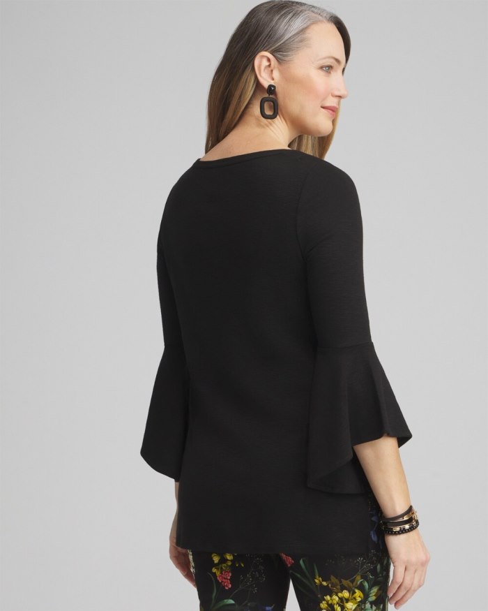 Women's Flare Sleeve Tunic - Black