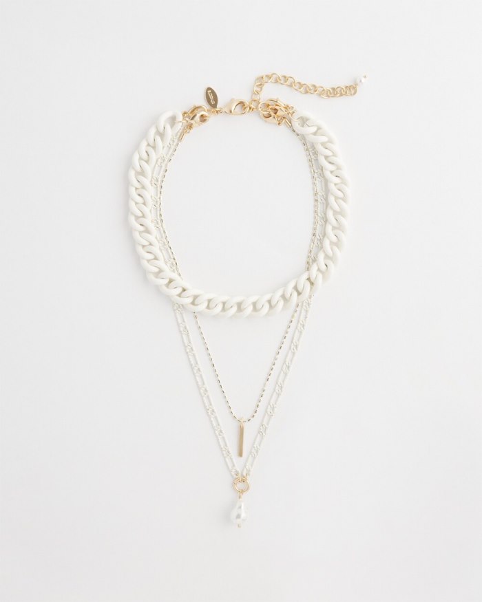 Women's Convertible Links Necklace - White