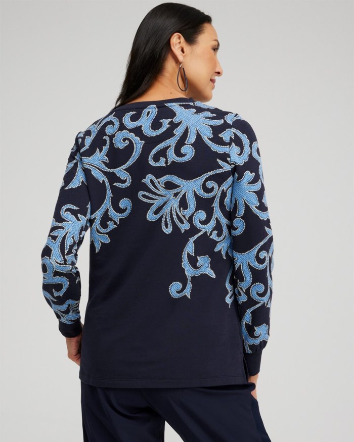 Women's Zenergy Scroll Print Pullover - Classic Navy