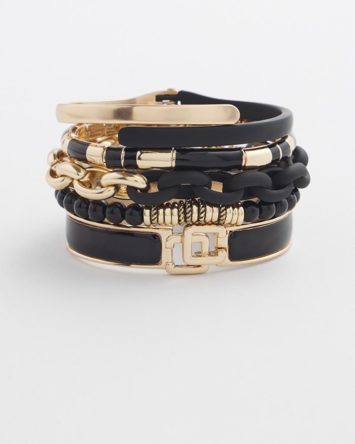 Women's Black Two Tone Link Bracelet - Black