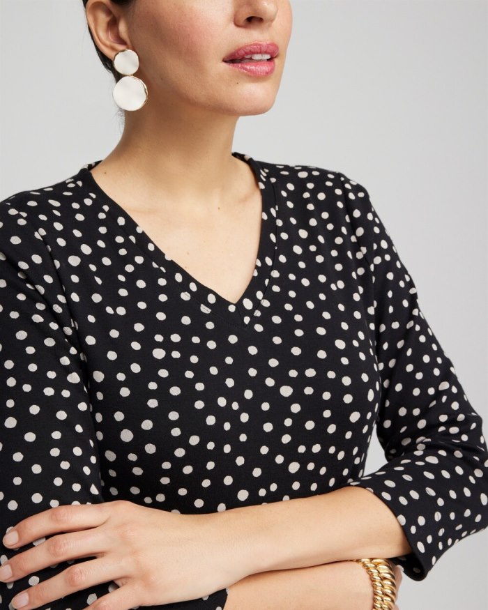 Women's Polka Dot Everyday 3/4 Sleeve Tee - Black