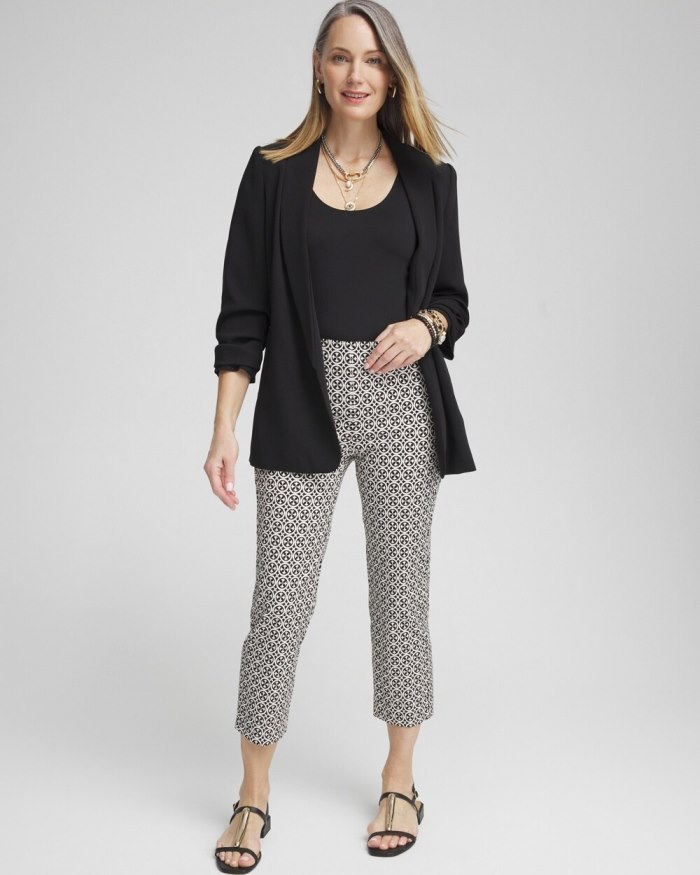 Women's Juliet Tile Print Straight Cropped Pants - Black/Alabaster