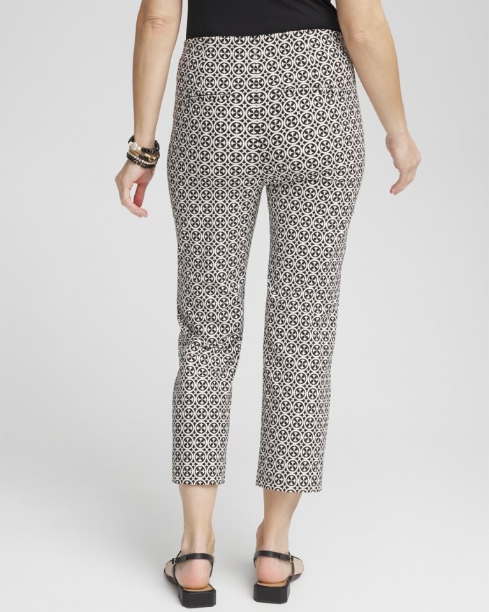 Women's Juliet Tile Print Straight Cropped Pants - Black/Alabaster