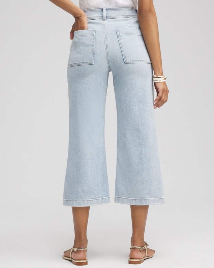 Women's Wide Leg Cropped Trouser Jeans - Belleview Indigo