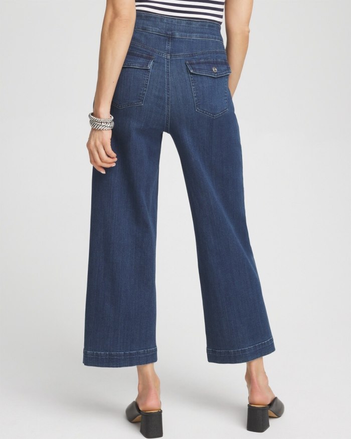 Women's Pull-On Wide Leg Ankle Jeans - Redwood Indigo