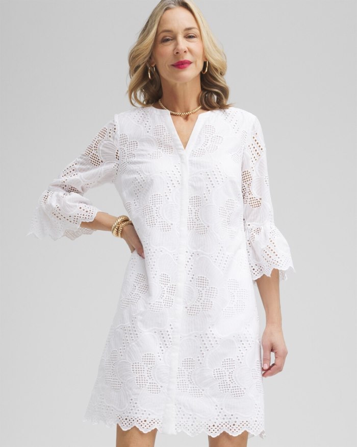 Women's Lace Shift Dress - Alabaster