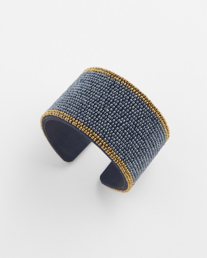 Women's Seed Bead Cuff Bracelet - Navy Blue