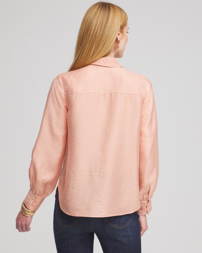 Women's Shimmery Long Sleeve Shirt - Pink Clay