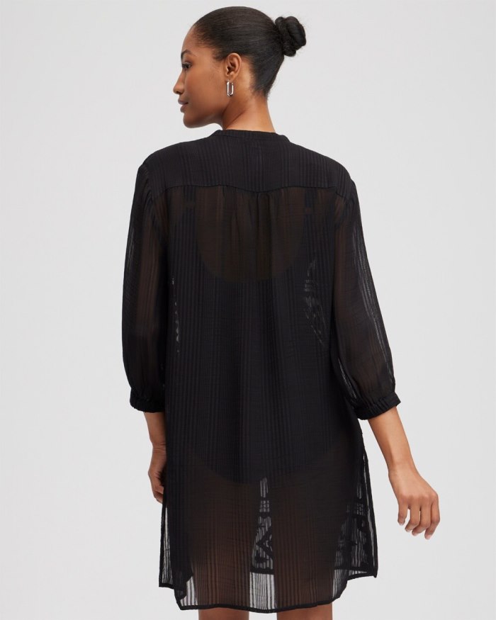 Women's Embroidered Swim Dress Coverup - Black