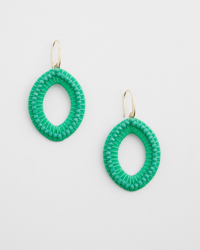 Women's No Droop Green Navette Earrings - GRASSY GREEN