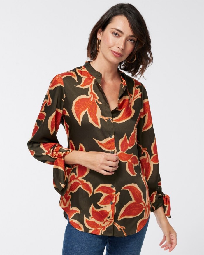 Women's Vine Print Shirt - Primordial Forest