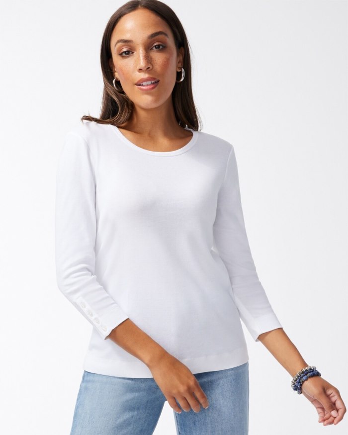 Women's Pima 3/4 Sleeve Everyday Tee - Alabaster