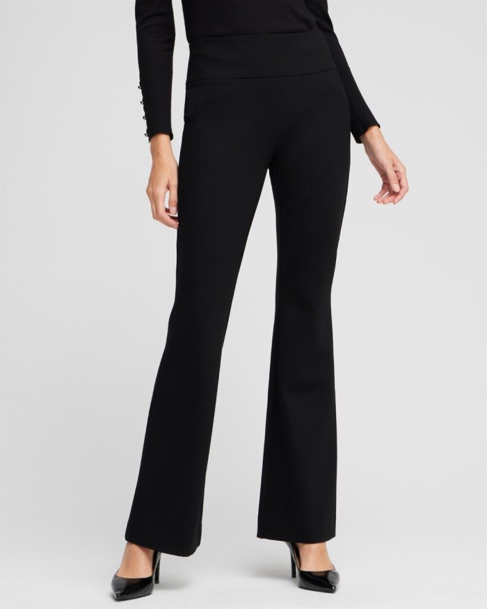 Women's Ponte Ultra Flare Pants - Black - Click Image to Close