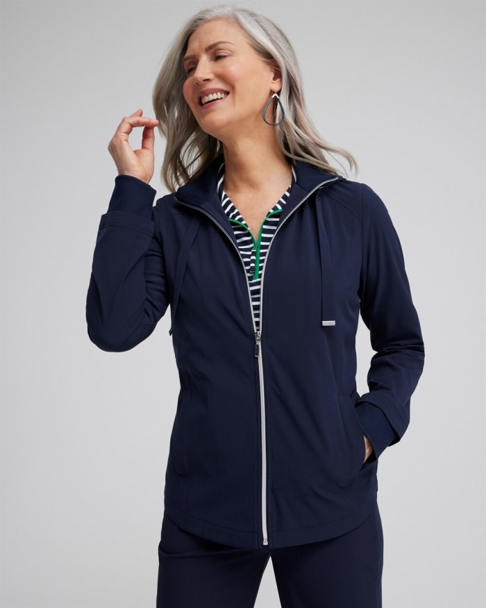 Women's Zenergy UPF Neema Rib Mix Jacket - Classic Navy - Click Image to Close