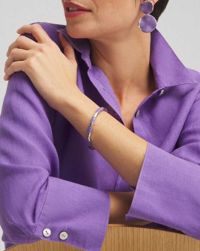 Women's Purple Colorblock Stretch Bracelet - Parisian Purple - Click Image to Close