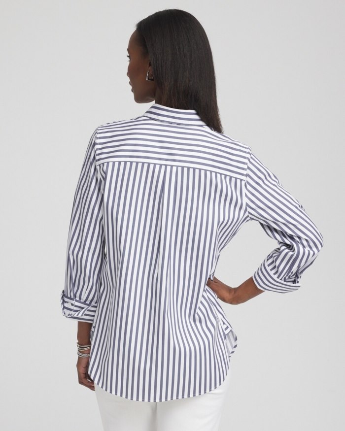 Women's No Iron Stretch Stripe Shirt - PINK ANIMA