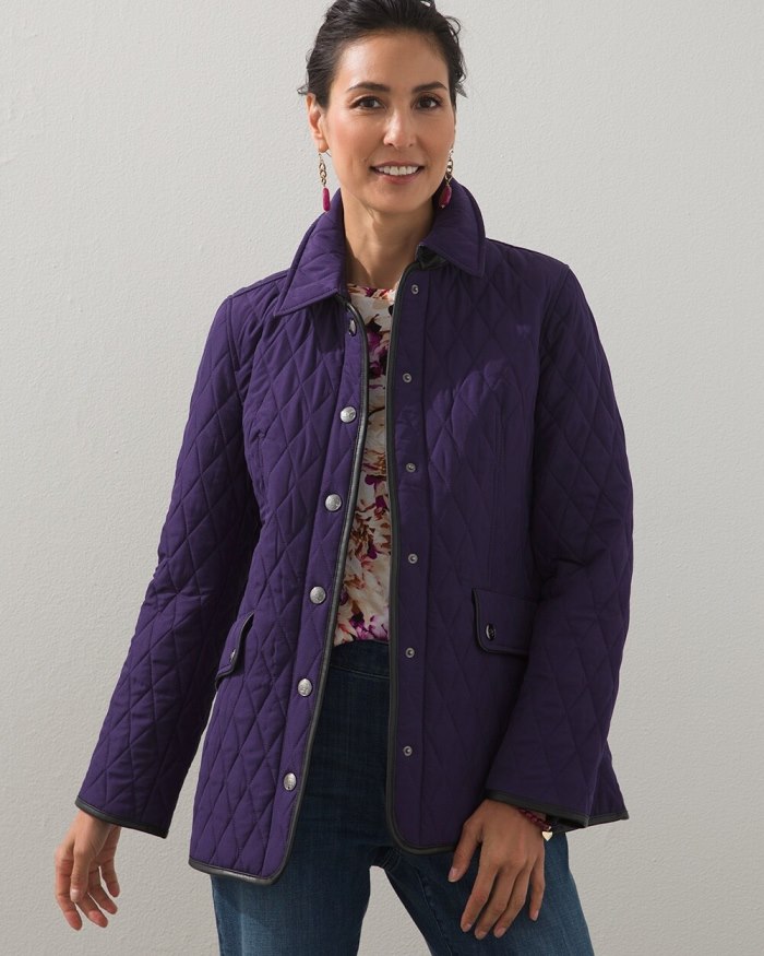 Women's Quilted Mid-Length Jacket - Midnight Violet - Click Image to Close