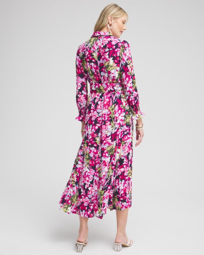 Women's Pink Floral Maxi Shirt Dress - Multi