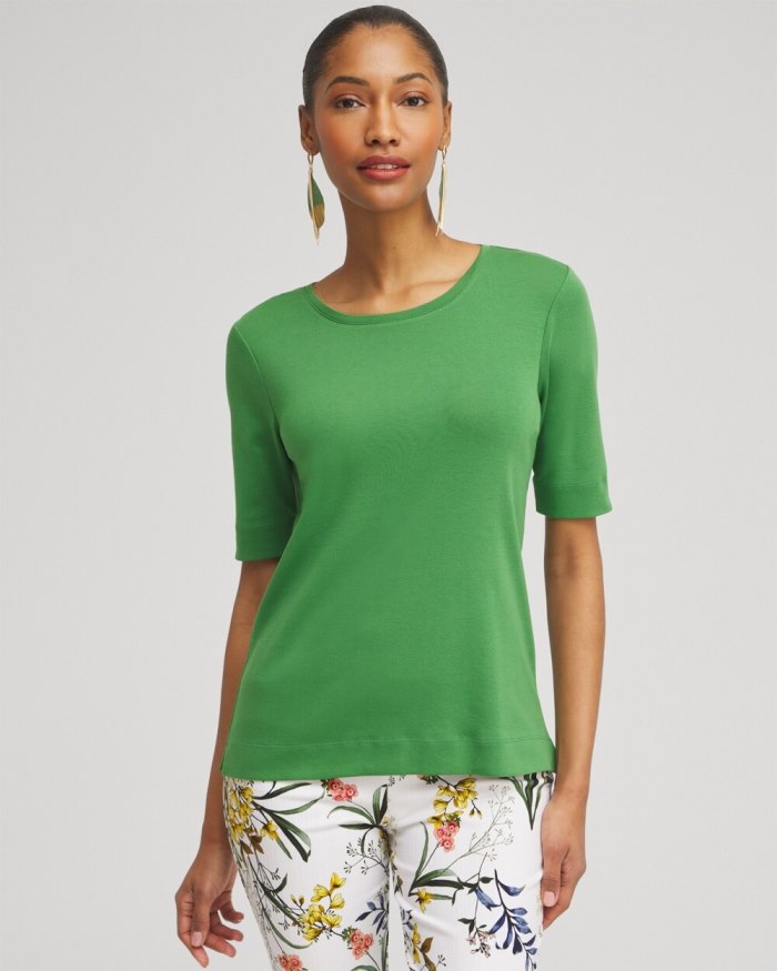 Women's Everyday Elbow Sleeve Tee - Verdant Green - Click Image to Close