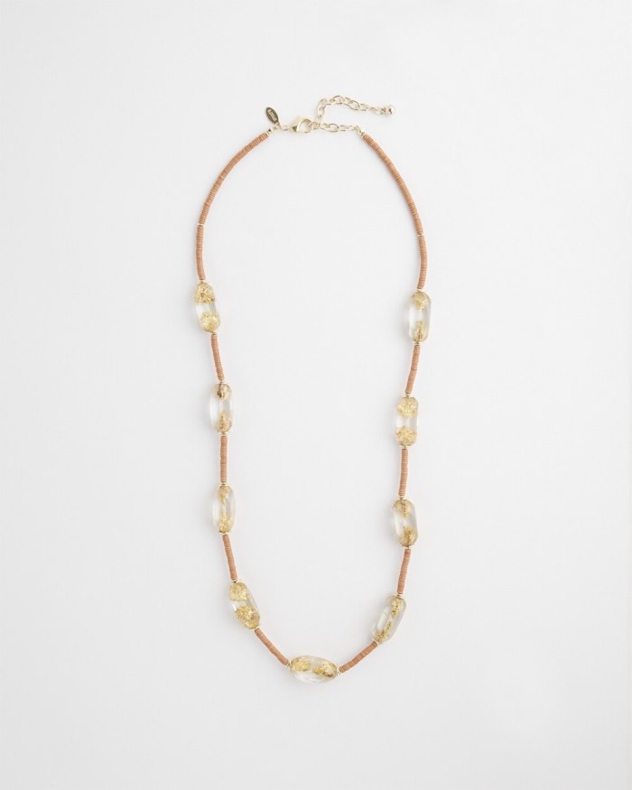 Women's Lucite Gold Foil Necklace - Brown