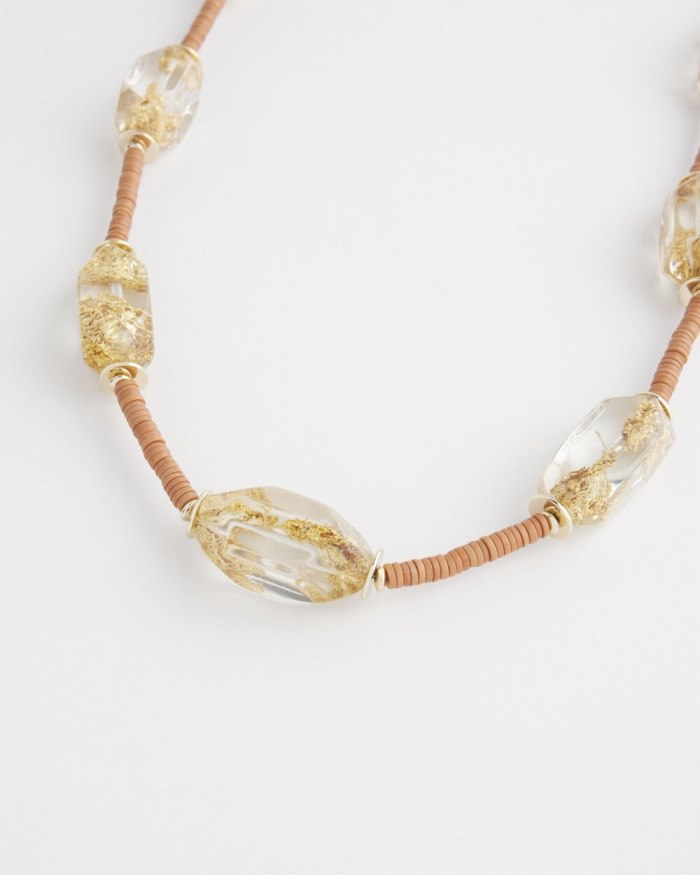 Women's Lucite Gold Foil Necklace - Brown