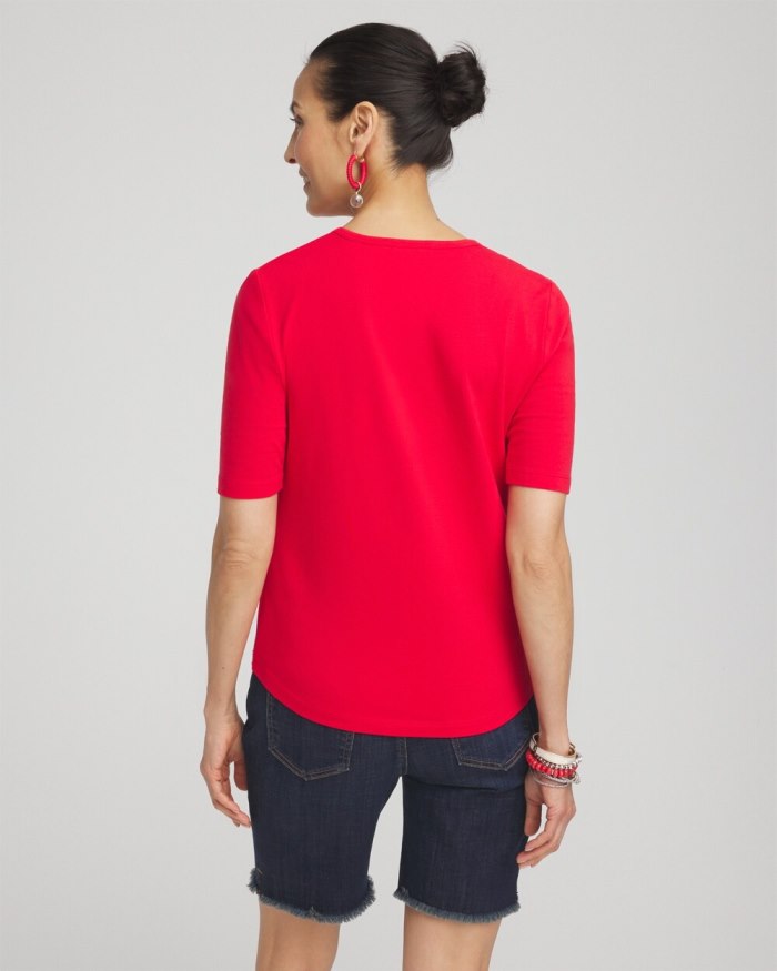 Women's Embellished Flag Tee - MADEIRA RED