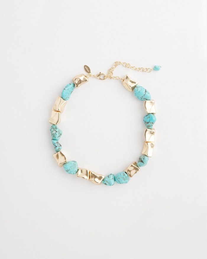 Women's Dyed Howlite Necklace - Turq