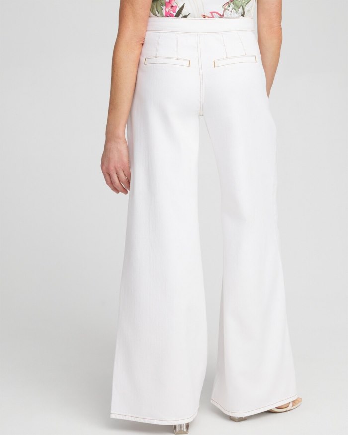 Women's High Rise Palazzo Jeans - Alabaster