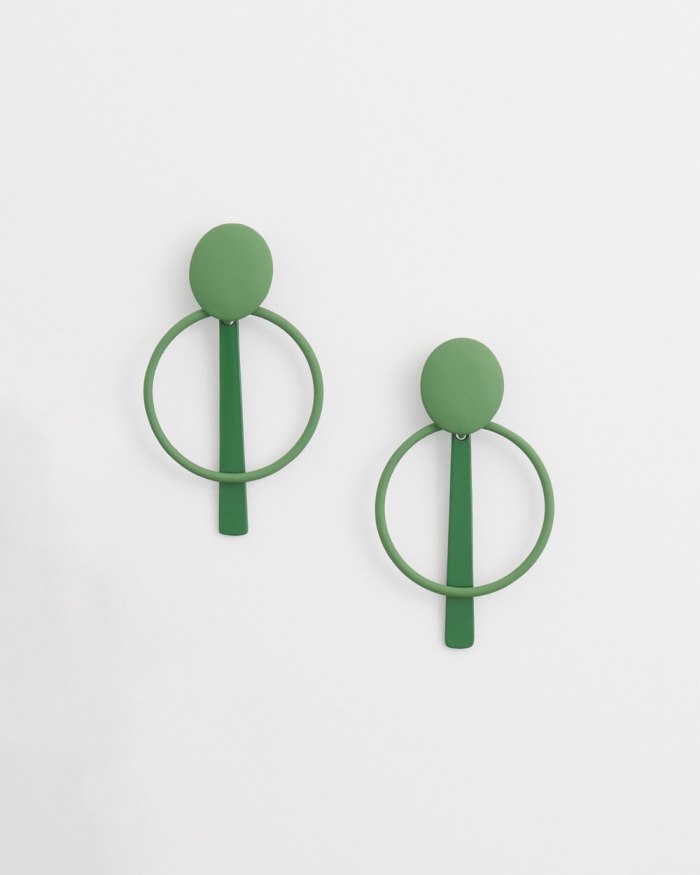 Women's Green Clip-on Drop Hoops - Verdant Green