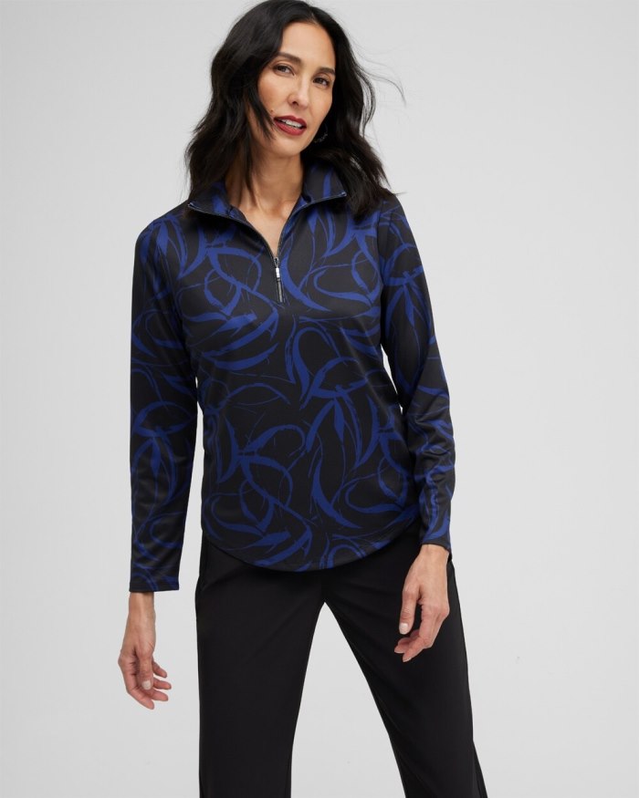 Women's Zenergy UPF Ribbon Print Long Sleeve Top - Cobalt Night