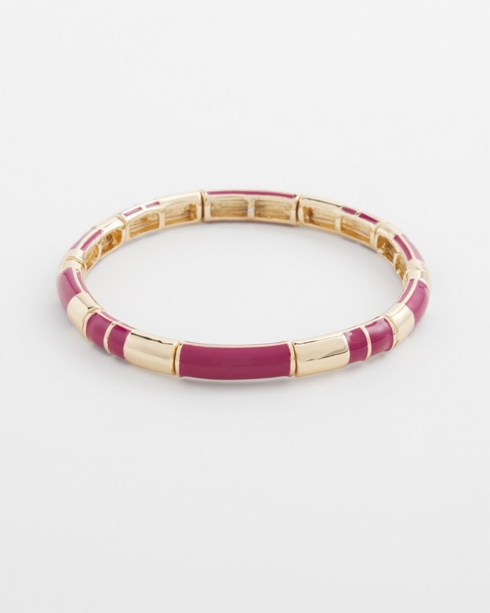 Women's Magenta Colorblock Stretch Bracelet - Magenta Rose