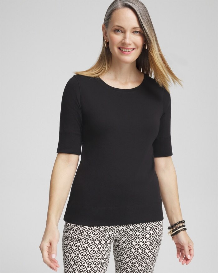 Women's Jewel Neck Tee - Black - Click Image to Close