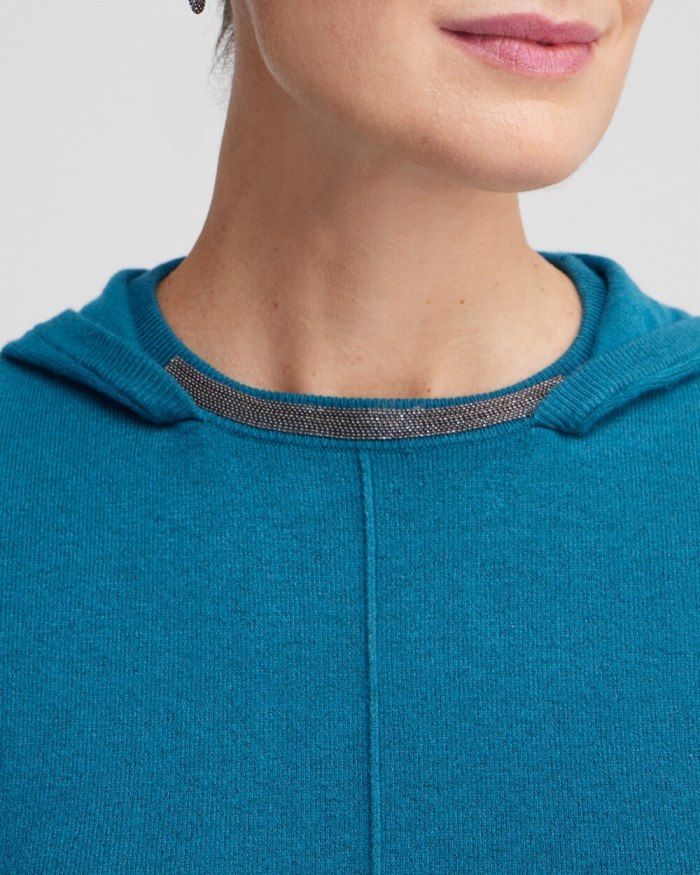 Women's Zenergy Luxe Cashmere Blend Hooded Sweater - Moonlit Teal