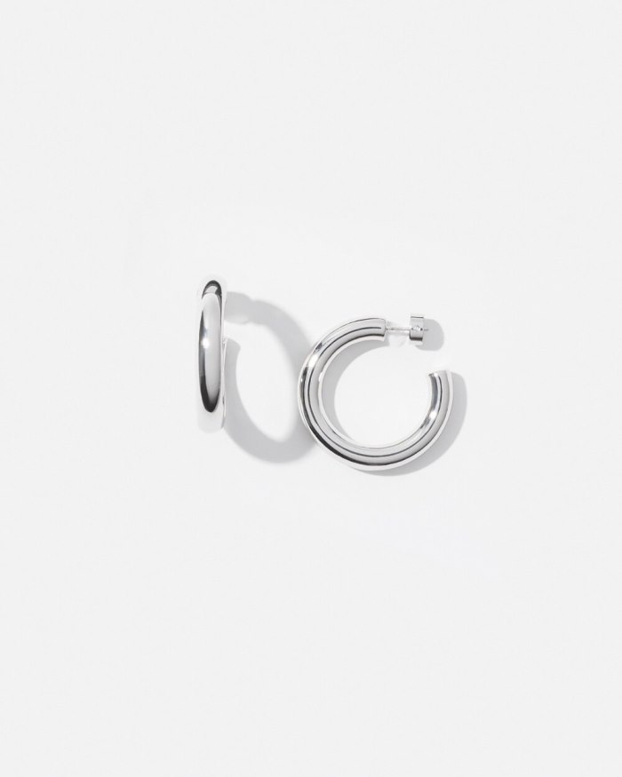 Women's 1" Silver Tone Hoops - Silver