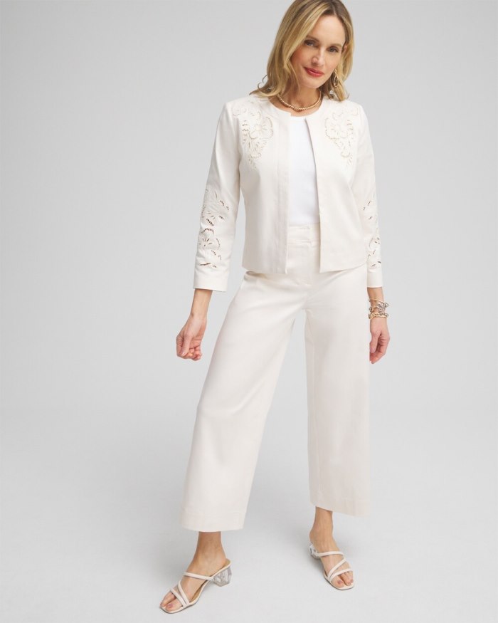 Women's Floral Cutwork Jacket - English Cream