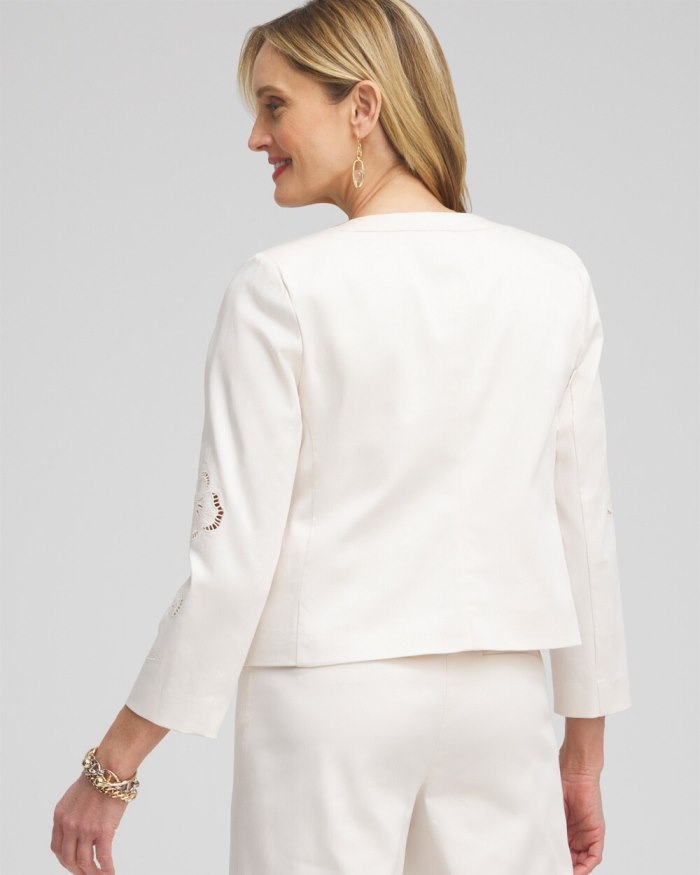 Women's Floral Cutwork Jacket - English Cream