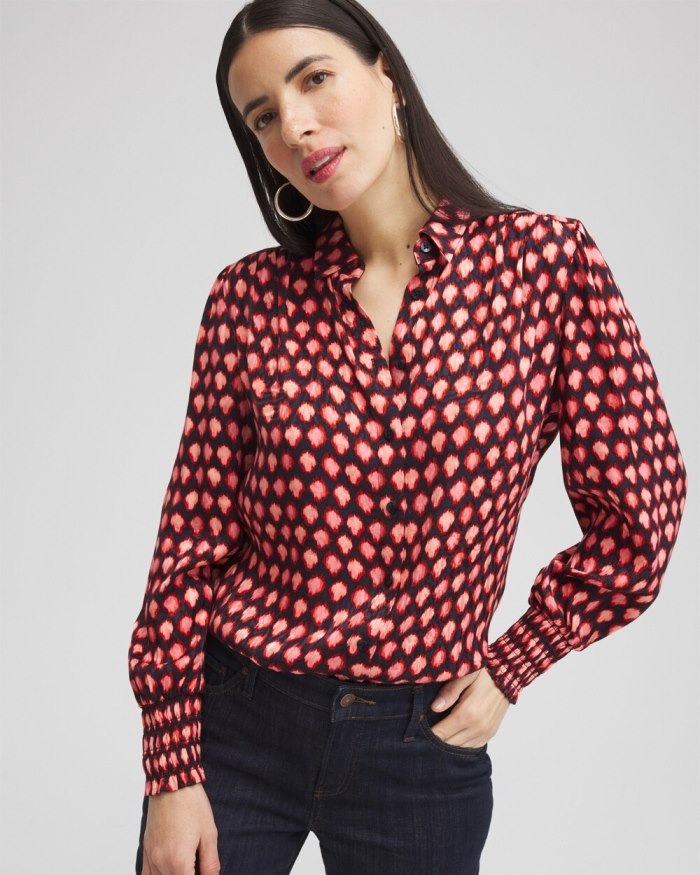 Women's Jacquard Ikat Blouse - Classic Navy