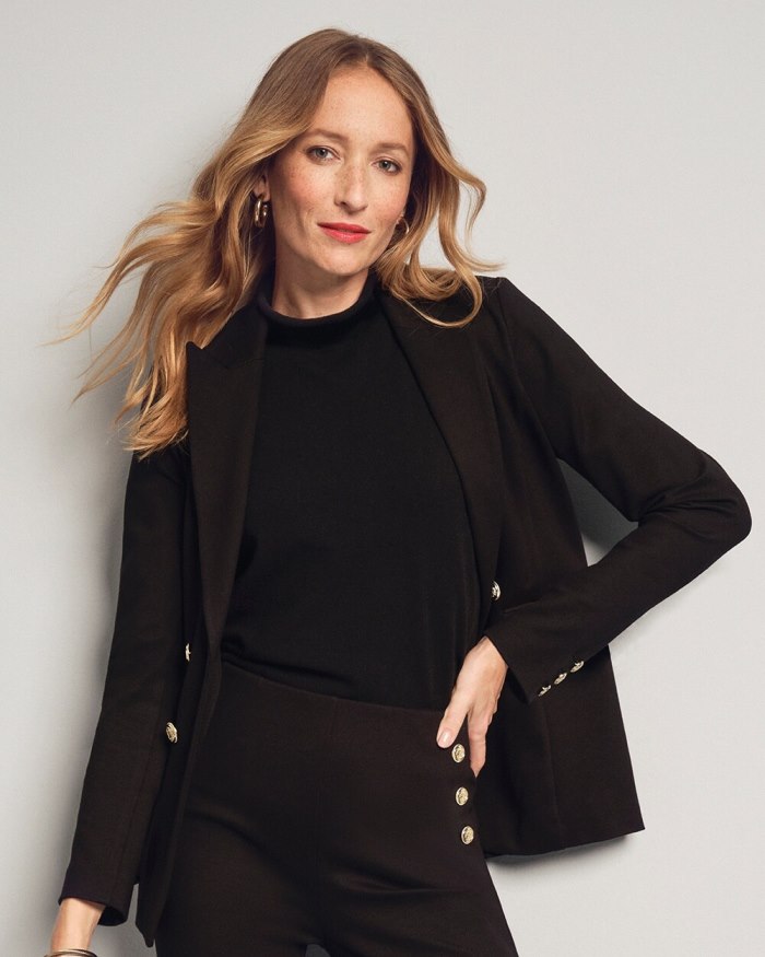 Women's Ponte Blazer - Black - Click Image to Close