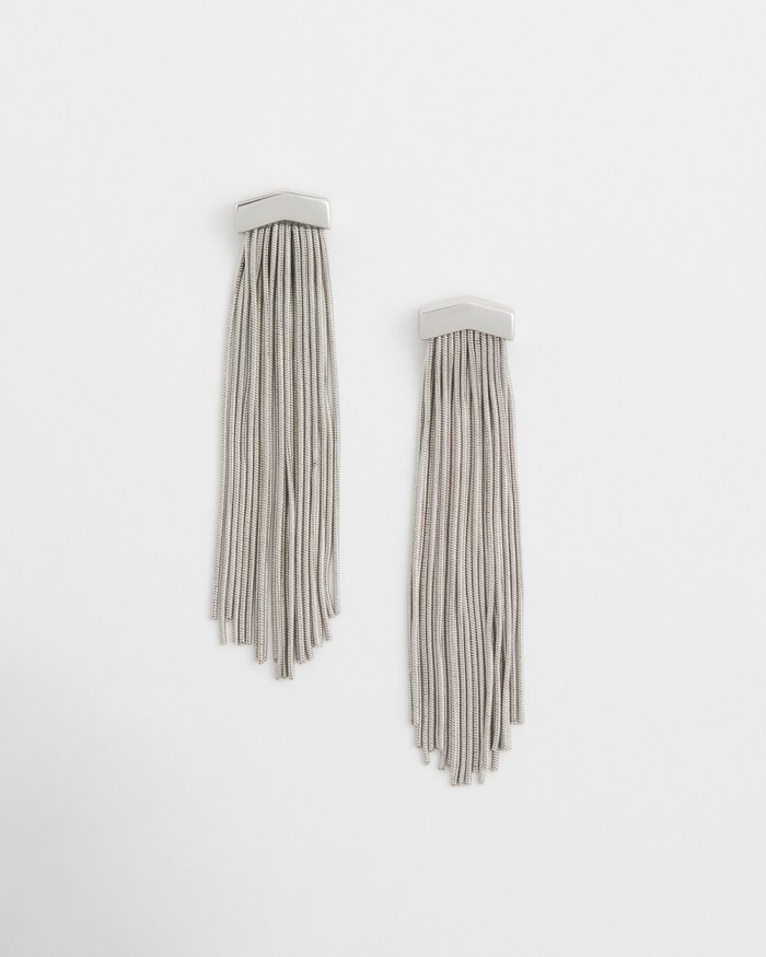 Women's Silver Tone Tassel Earrings - Silver