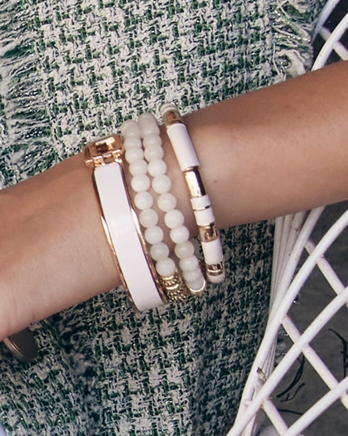 Women's White Colorblock Stretch Bracelet - Alabaster