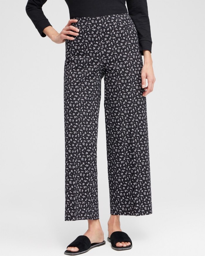 Women's Brigitte Line Print Wide Leg Crops - Black/Alabaster